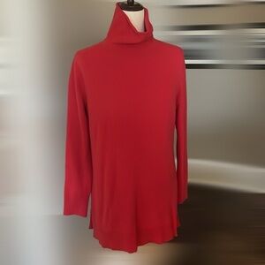 Ann Taylor Petite Turtleneck Tunic Sweater Red LP